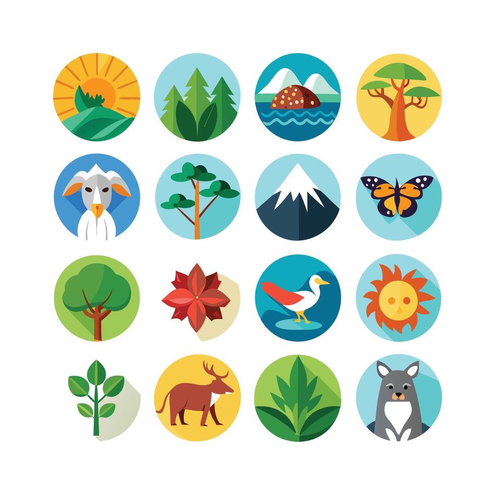 Nature Icon Set Collection Illustration vector