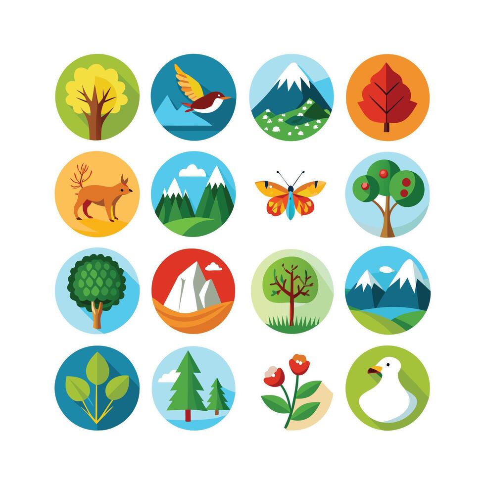 Nature Icon Set Collection Illustration vector