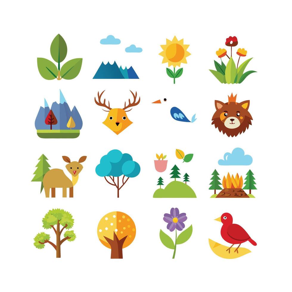 Nature Icon Set Collection Illustration vector