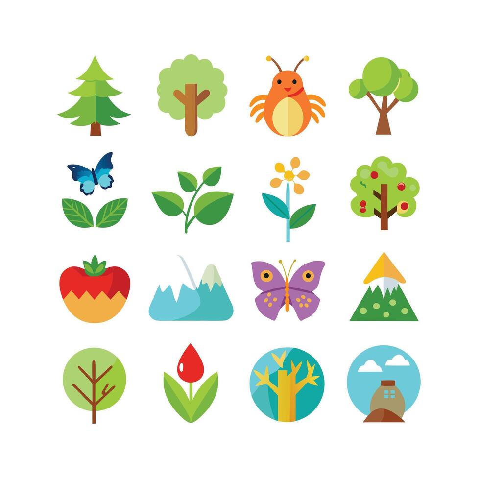Nature Icon Set Collection Illustration vector