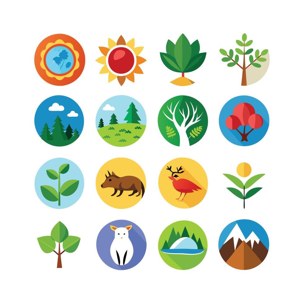 Nature Icon Set Collection Illustration vector