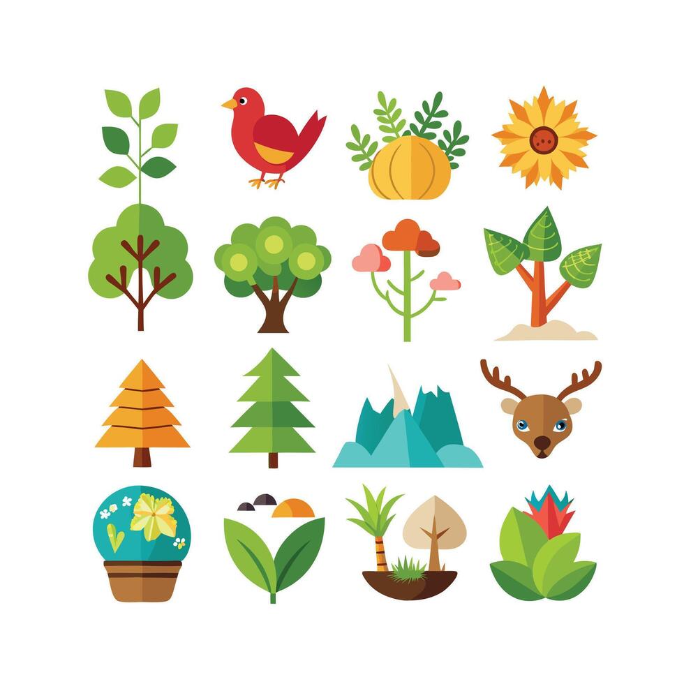 Nature Icon Set Collection Illustration vector