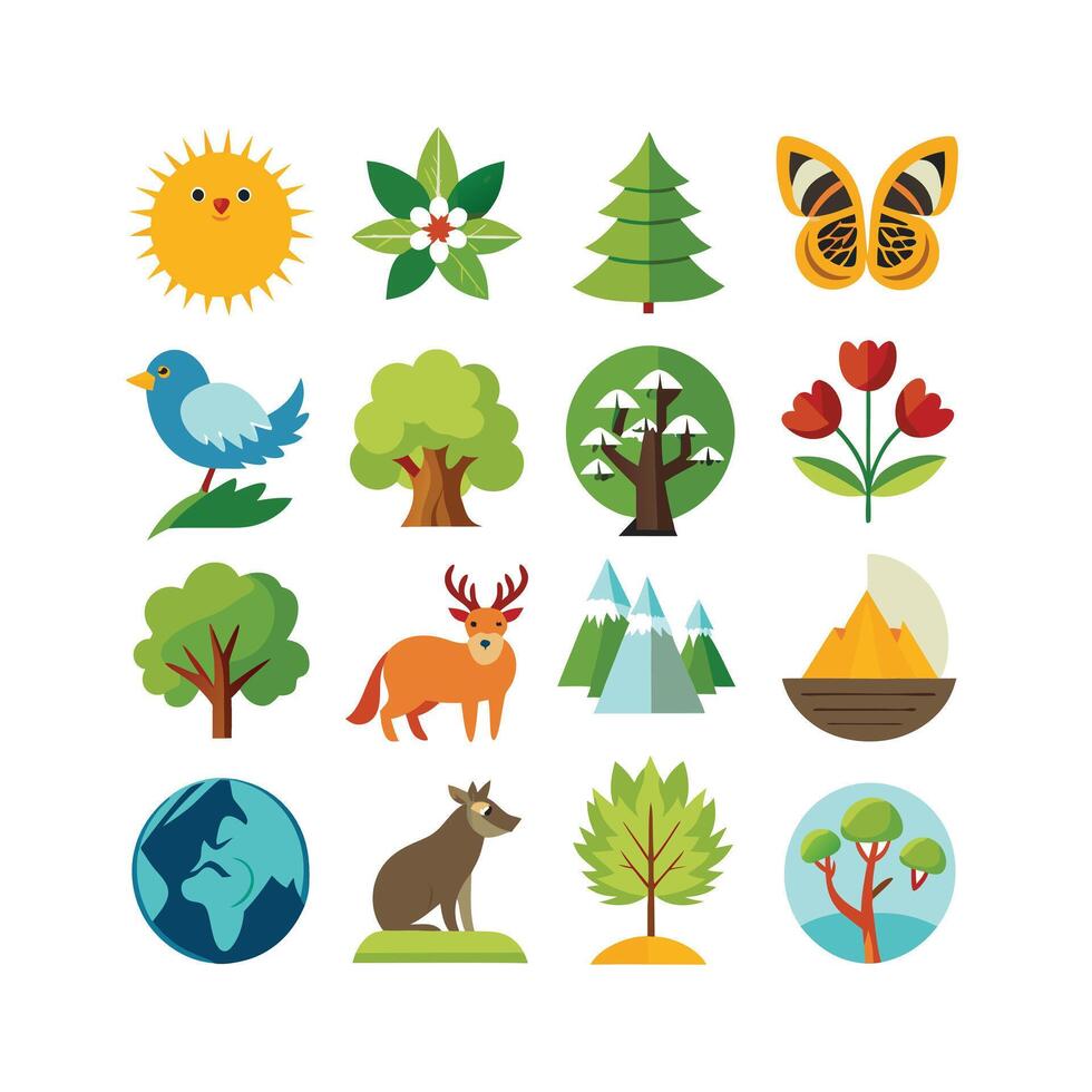 Nature Icon Set Collection Illustration vector