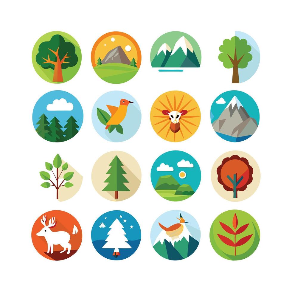 Nature Icon Set Collection Illustration vector