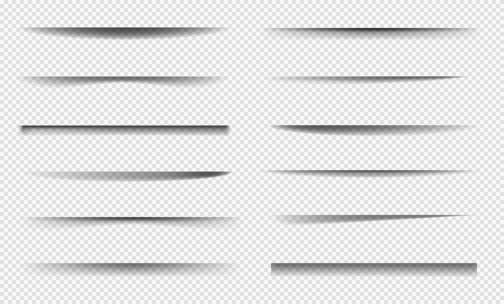Set of realistic shade stripes with soft edges, mockup elements. Shadows. Abstract panel or bar shadows. vector