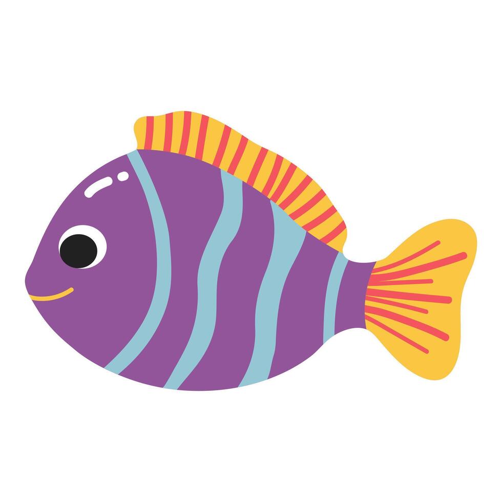 Cute fish. Flat cartoon underwater character. Marine animals. Inhabitant of the sea vector