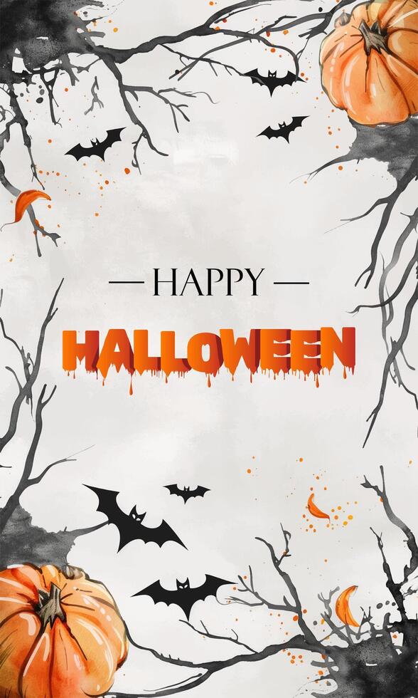 Watercolor halloween frame template. Happy halloween background ...