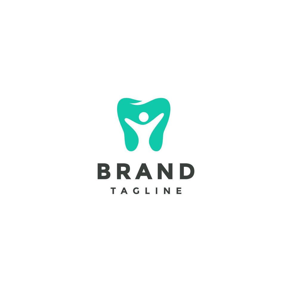 Simple Joy Dental Silhouette Logo Design. Joy People Silhouette Inside Teeth Icon Logo Design. vector