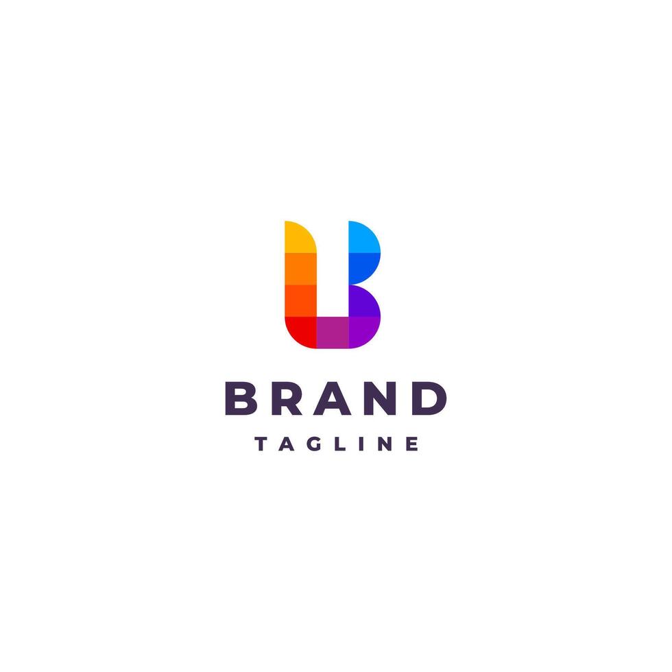 Simple Colorful Initial Letter UB Logo Design. Colorful Mosaic Letters U And B Logo Design. vector