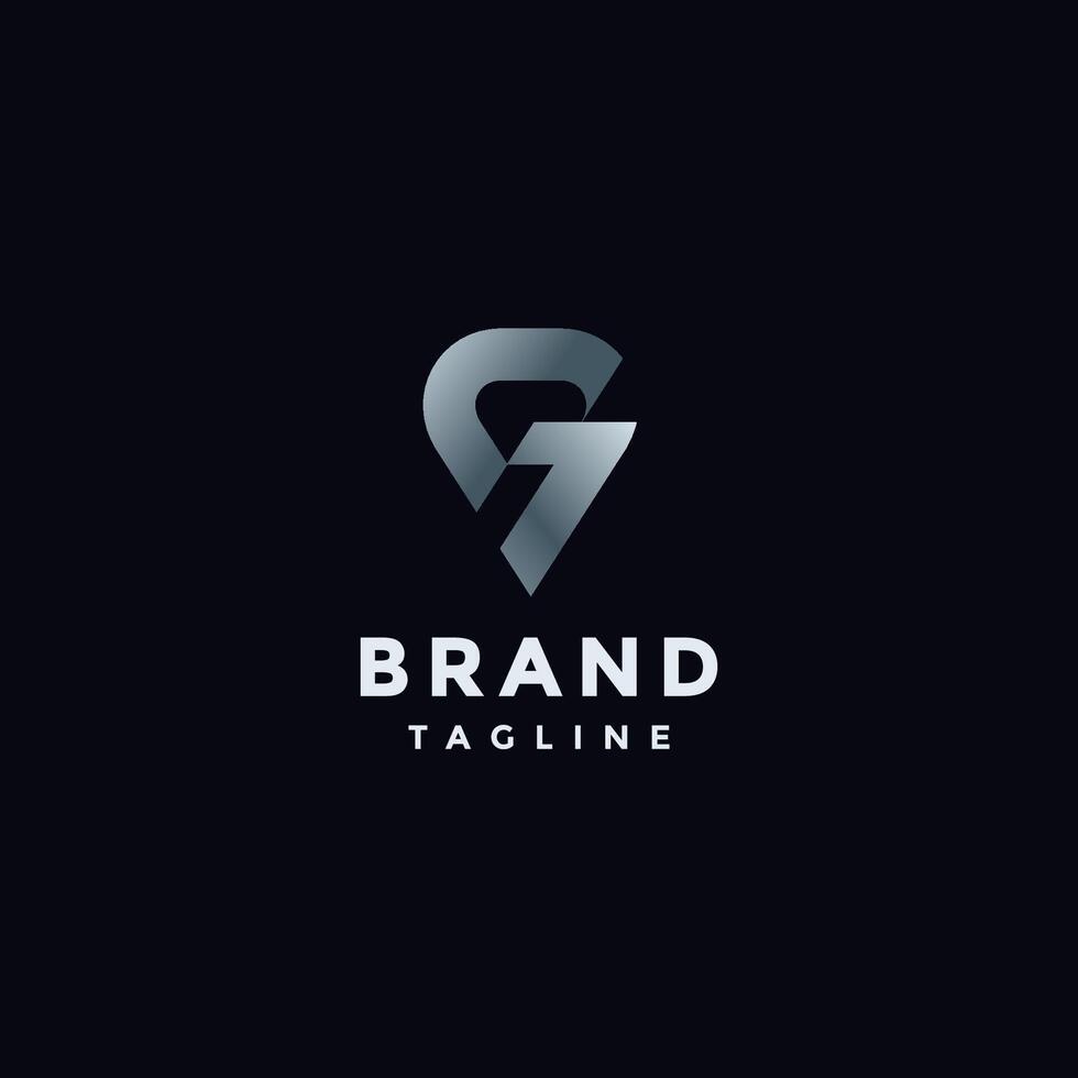 Simple Initial G Seven Spot Logo Design. Minimalist Initial Letter G Pin Logo Design. vector