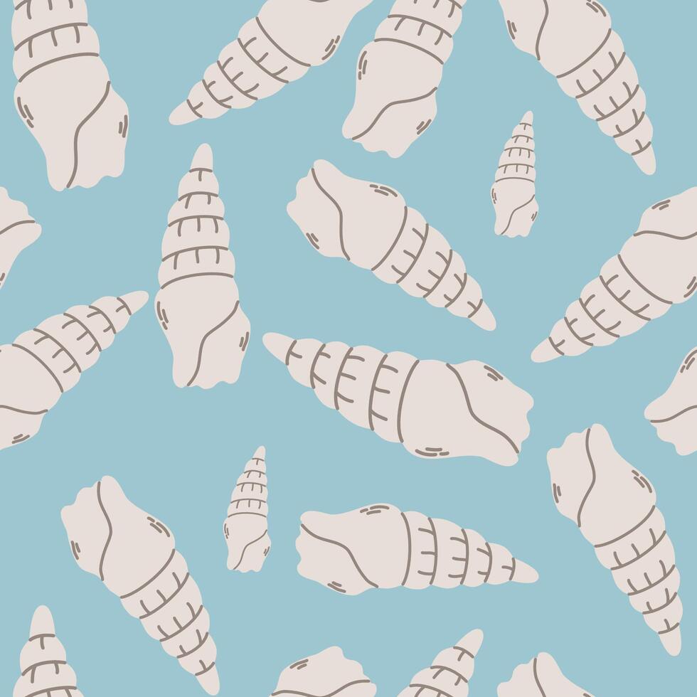 Marine seamless pattern with shells. Marine background for congratulations, invitations, wrapping paper production, textiles and web design. vector