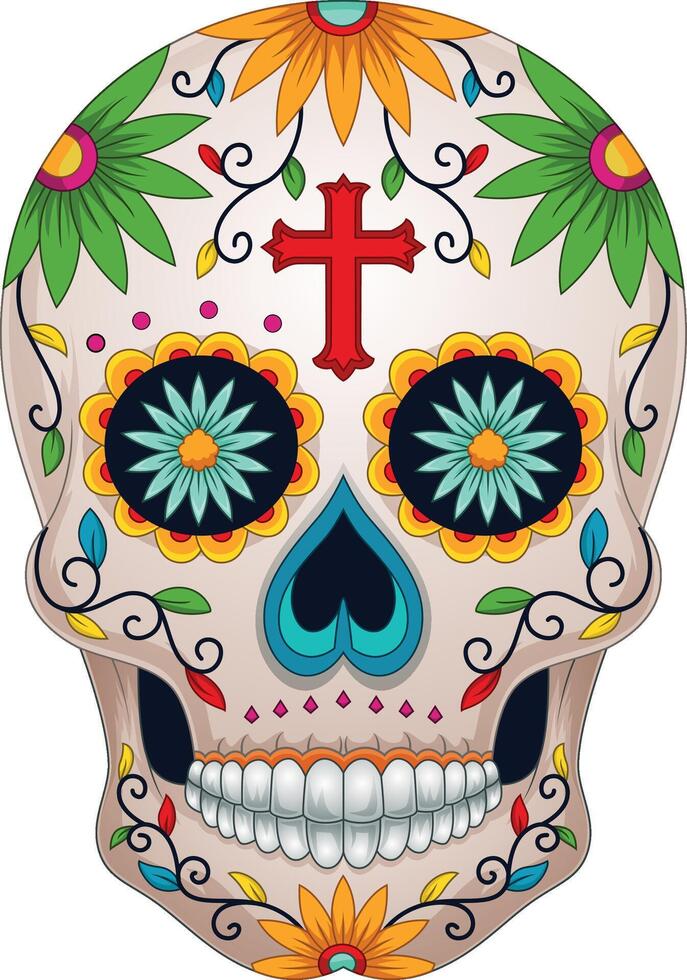 Day of the dead, colorful sugar skull vector
