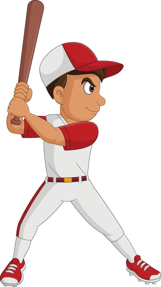 Cartoon boy holding a baseball bat vector