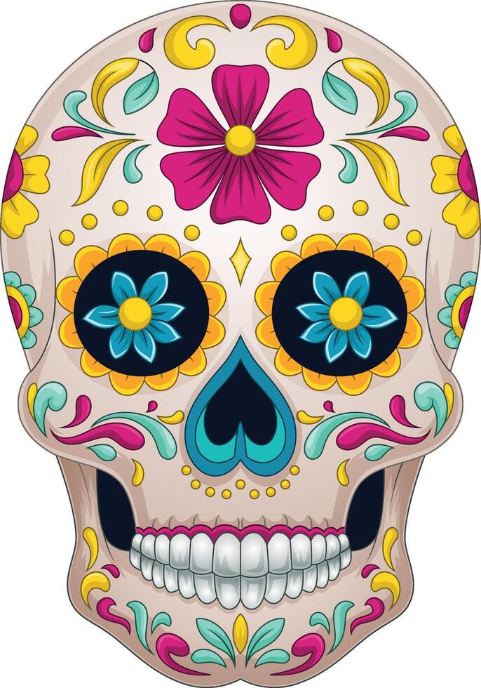 Day of the dead, colorful sugar skull vector