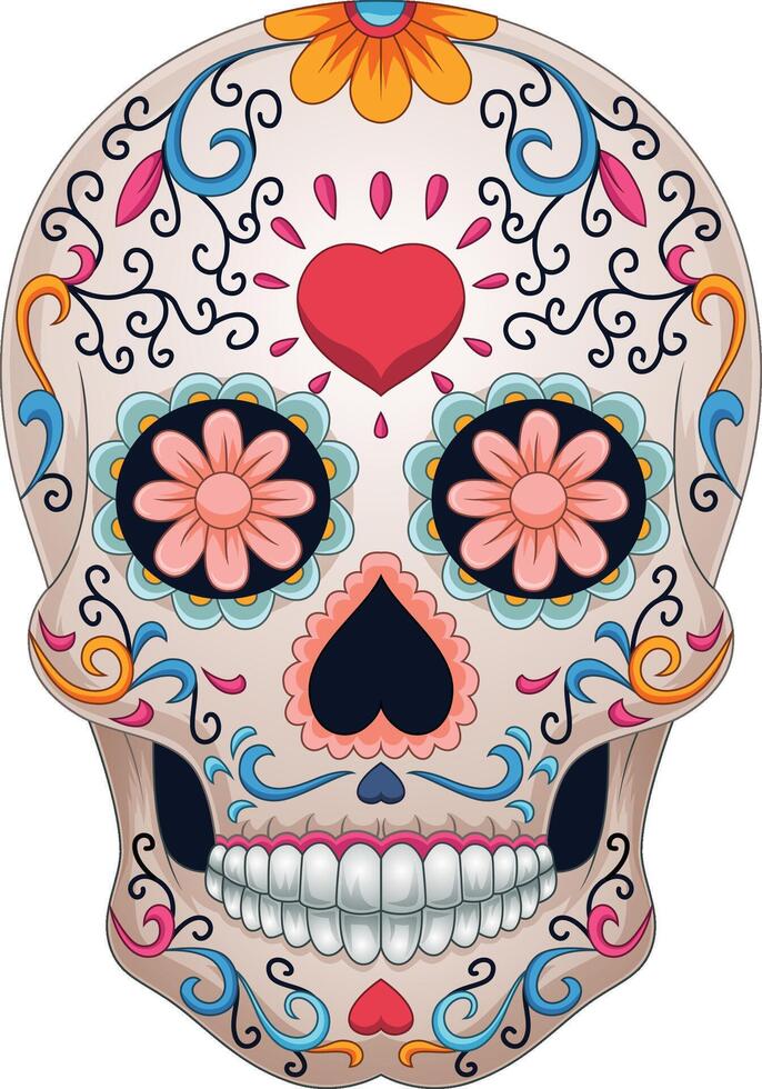 Day of the dead, colorful sugar skull vector
