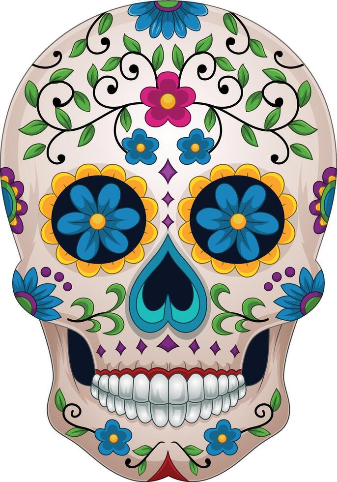 Day of the dead, colorful sugar skull vector