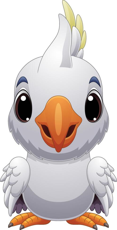 Cartoon happy white cockatoo bird vector