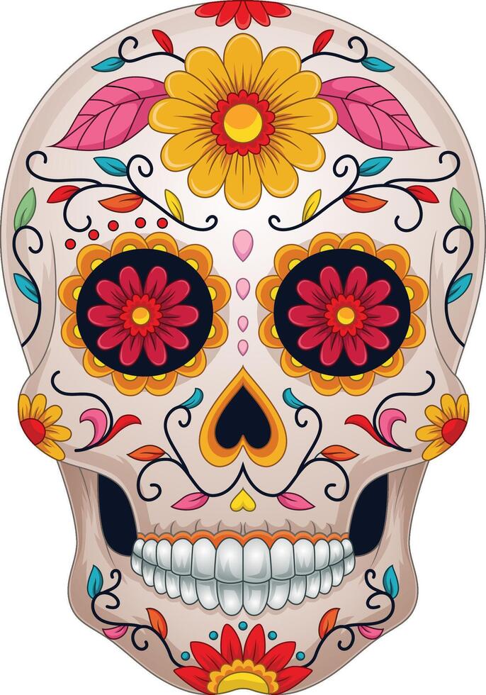 Day of the dead, colorful sugar skull vector