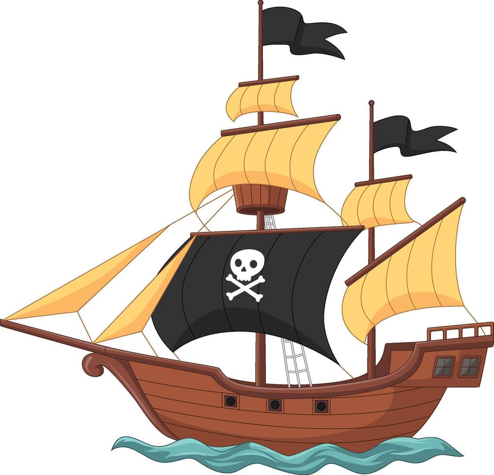 Illustration of cartoon pirate ship vector