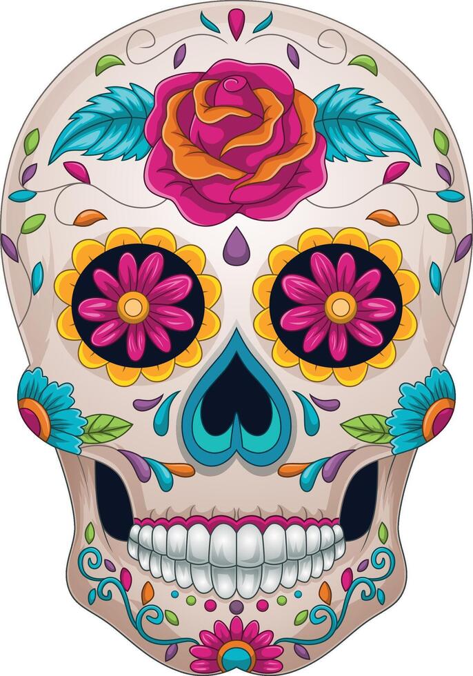 Day of the dead, colorful sugar skull vector