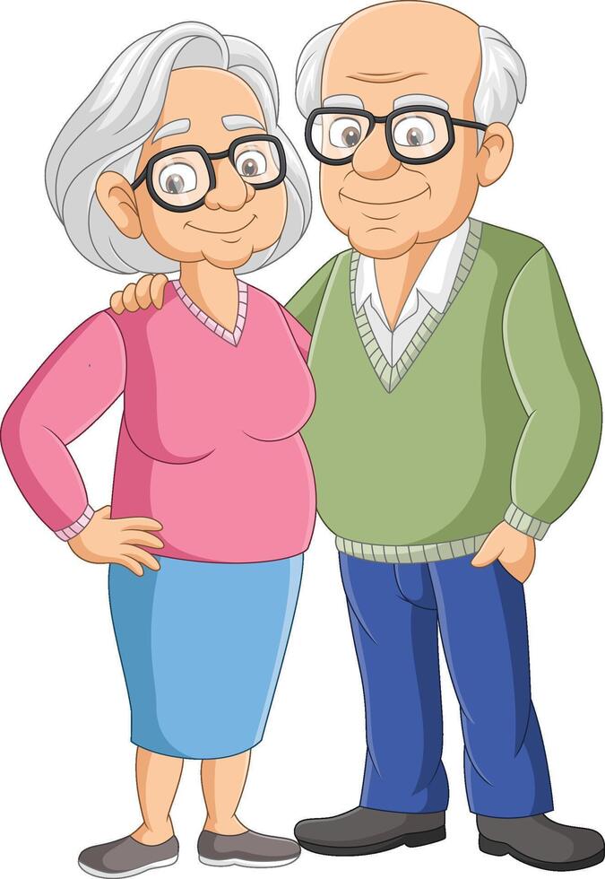 Illustration of cartoon happy elderly couple vector