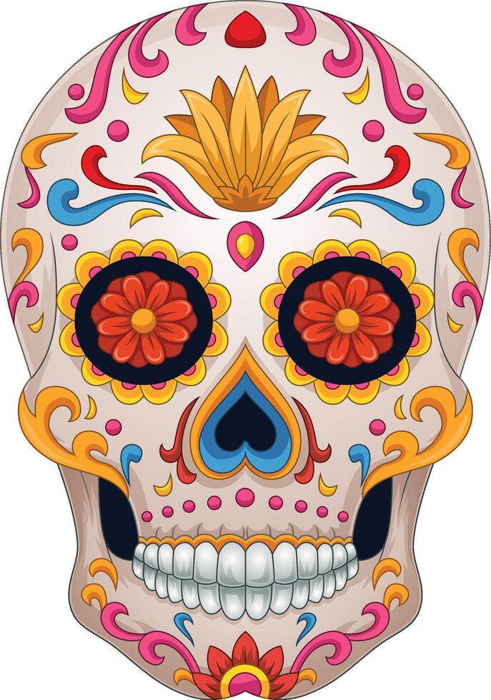 Day of the dead, colorful sugar skull vector