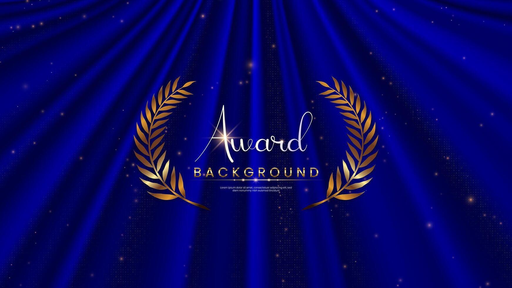 Elegant Blue and Gold Award Background with Golden Laurel Wreath. luxurious blue backdrop adorned with a shimmering gold laurel wreath vector