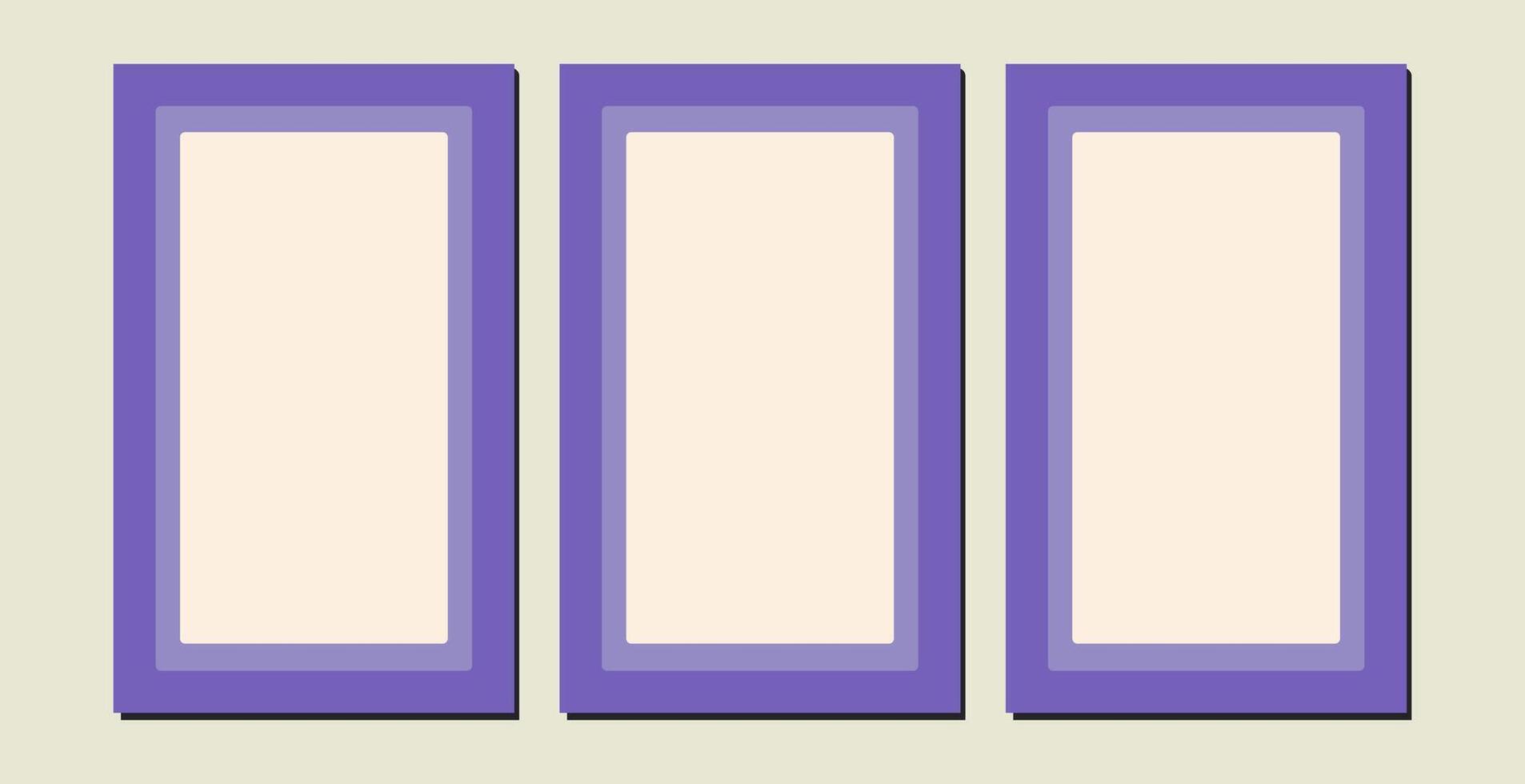 Set of simple frames. A collection vertical blank templates for text decoration. Congratulatory or wedding frames, layouts, space for text, photos. vector