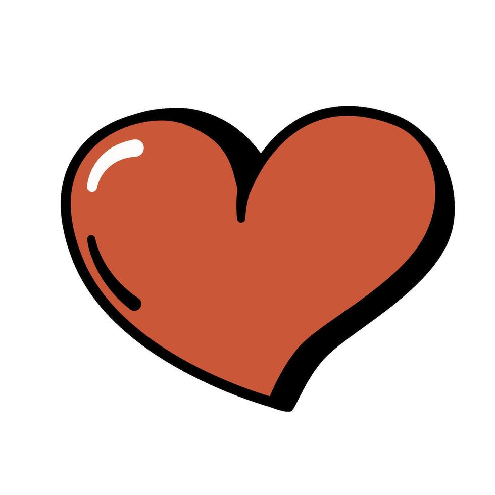 Retro cartoon red heart illustration isolated on white background. Love symbol. vector