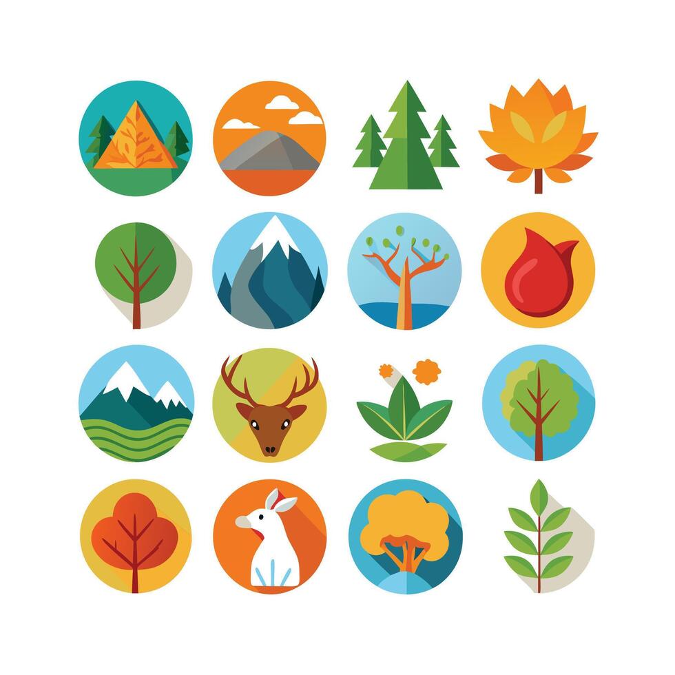 Nature Icon Set Collection Illustration vector