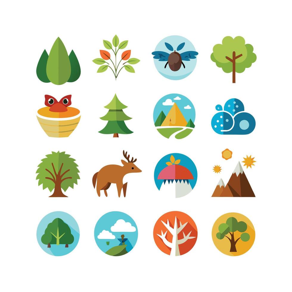 Nature Icon Set Collection Illustration vector