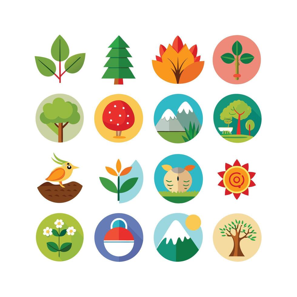 naturaleza icono conjunto colección ilustración vector