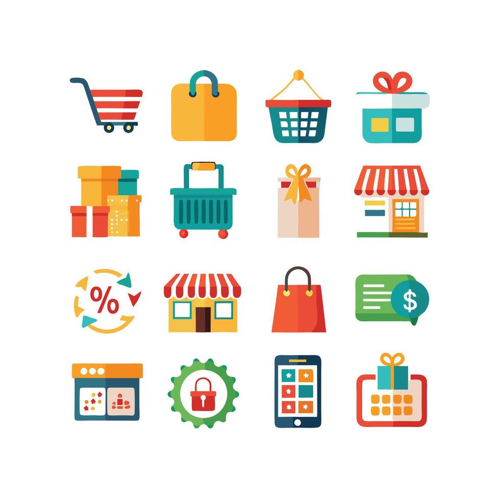 Retail and Shopping Icon Set Collection Illustration vector