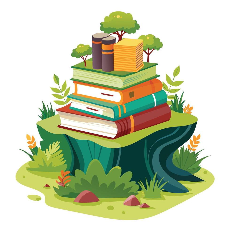 Book stack Illustration concept vector