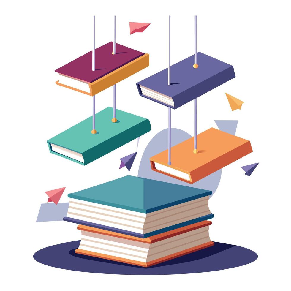 Book stack Illustration concept vector