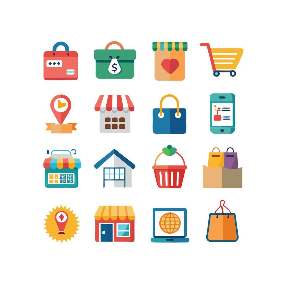 Retail and Shopping Icon Set Collection Illustration vector