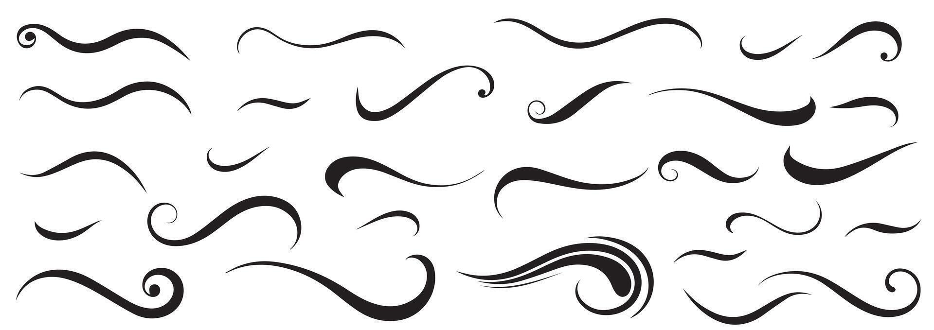 Elegant Decorative Swirls and Flourishes Set. Black Curves for Design vector