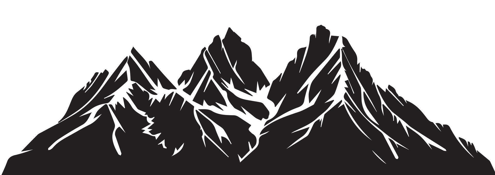 Black and White Mountain Silhouette Illustration. Design of a Mountain Range vector