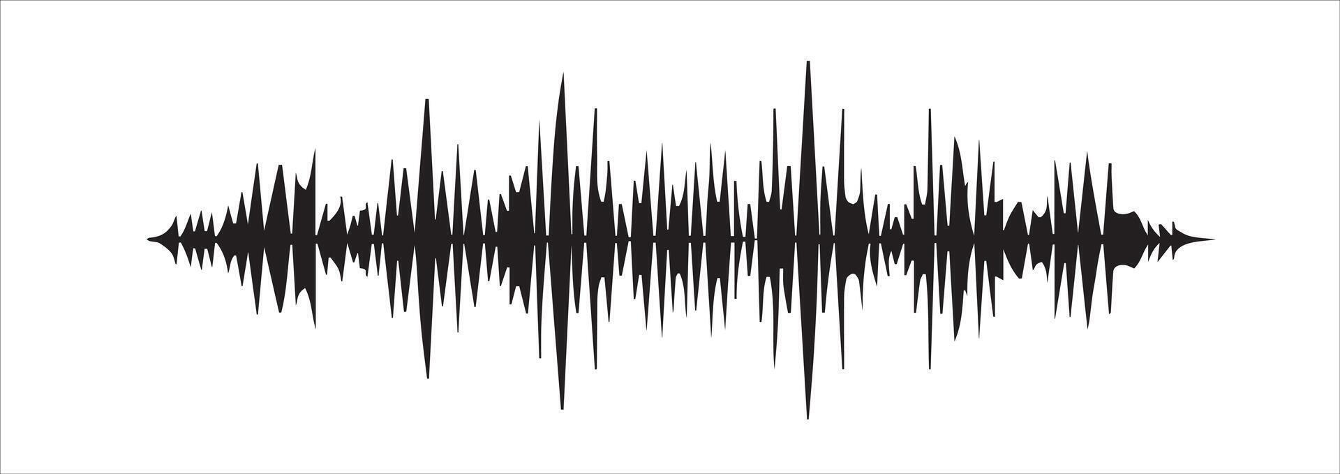 Black and White Audio Waveform Illustration on White Background. High Resolution Sound Wave Design vector
