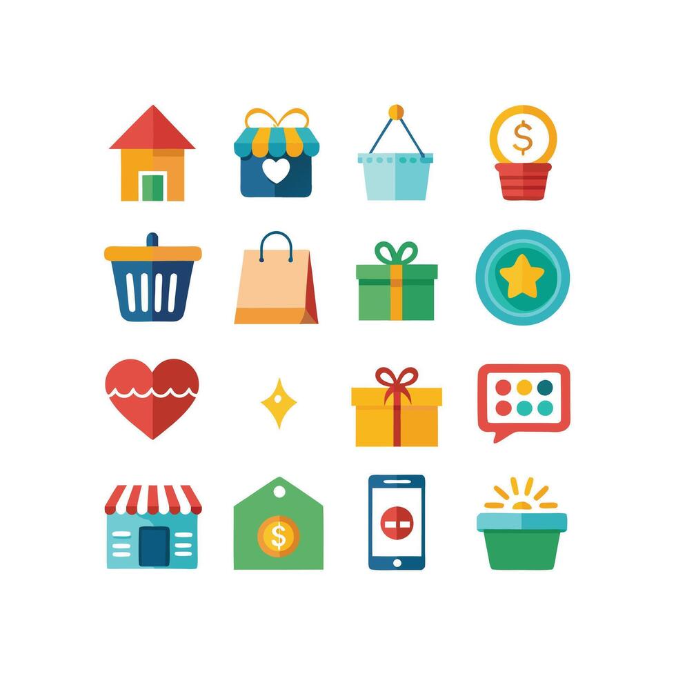 Retail and Shopping Icon Set Collection Illustration vector