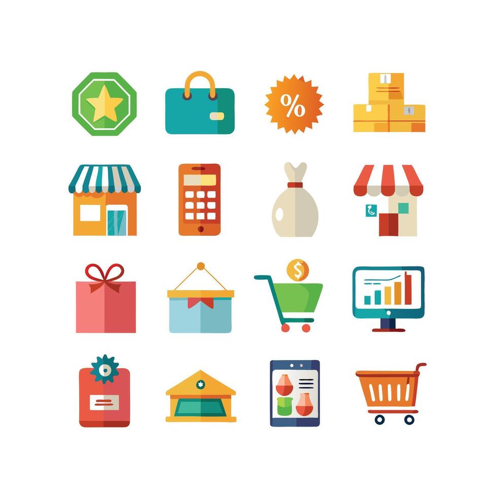 Retail and Shopping Icon Set Collection Illustration vector
