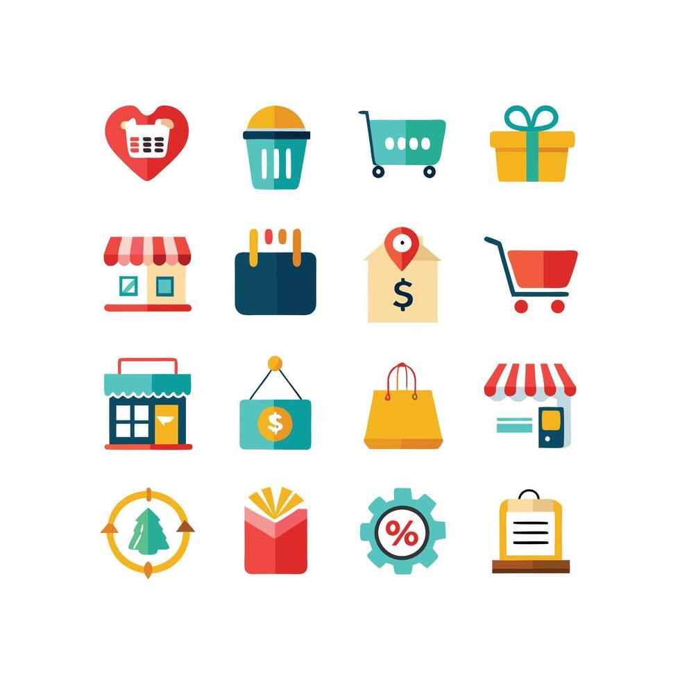 Retail and Shopping Icon Set Collection Illustration vector
