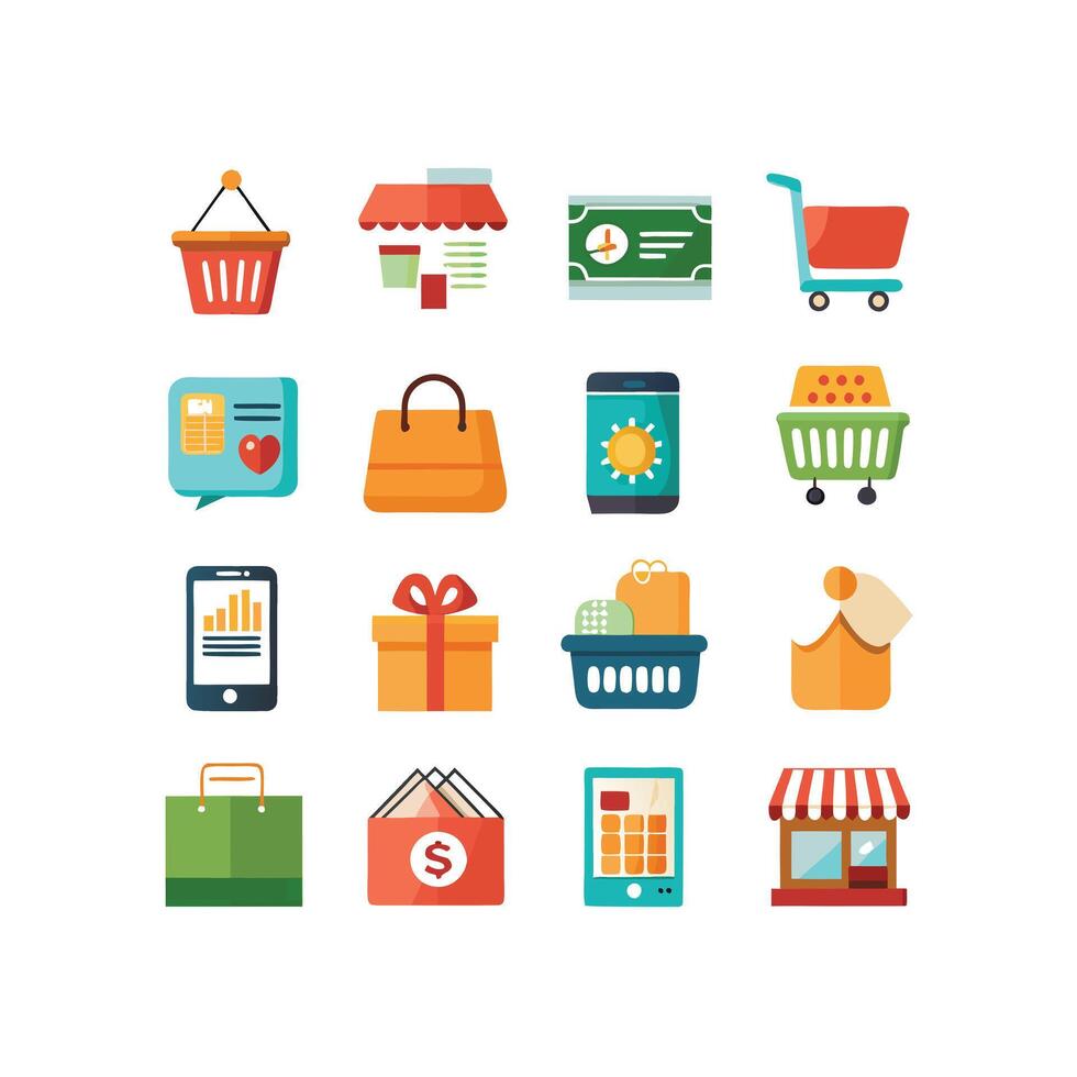 Retail and Shopping Icon Set Collection Illustration vector