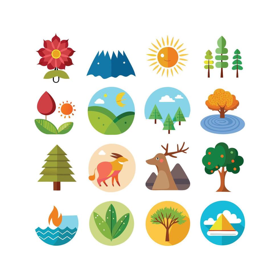 Nature Icon Set Collection Illustration vector
