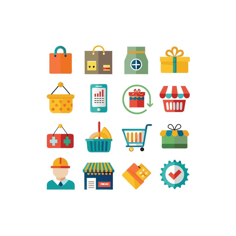 Retail and Shopping Icon Set Collection Illustration vector