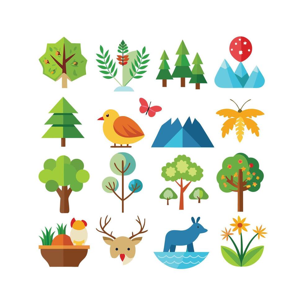 Nature Icon Set Collection Illustration vector