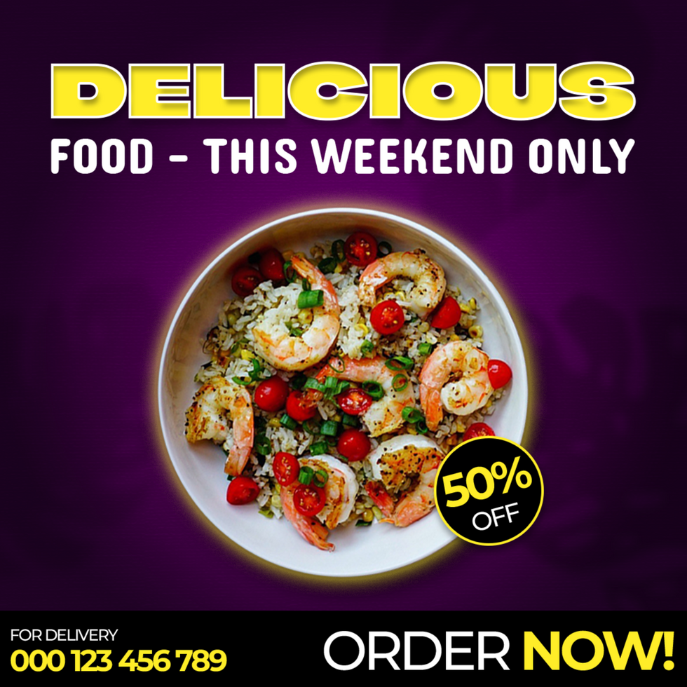 Delicious Food for Social Media Template, Post, Flyer, Brand, Marketing, Ads, Advertisement, Food, Culinary, Branding, Poster psd