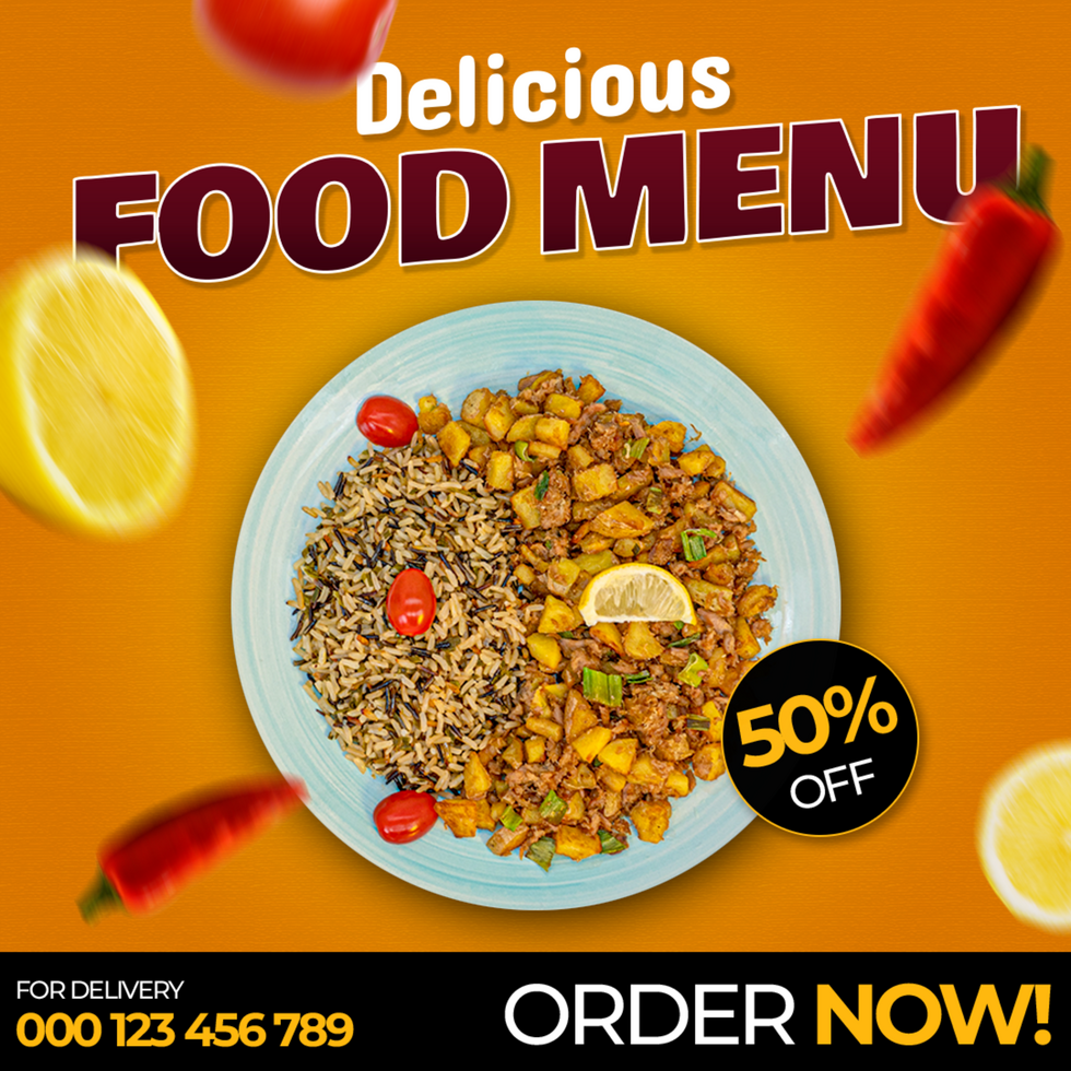 Delicious Food for Social Media Template, Post, Flyer, Brand, Marketing, Ads, Advertisement, Food, Culinary, Branding, Poster psd