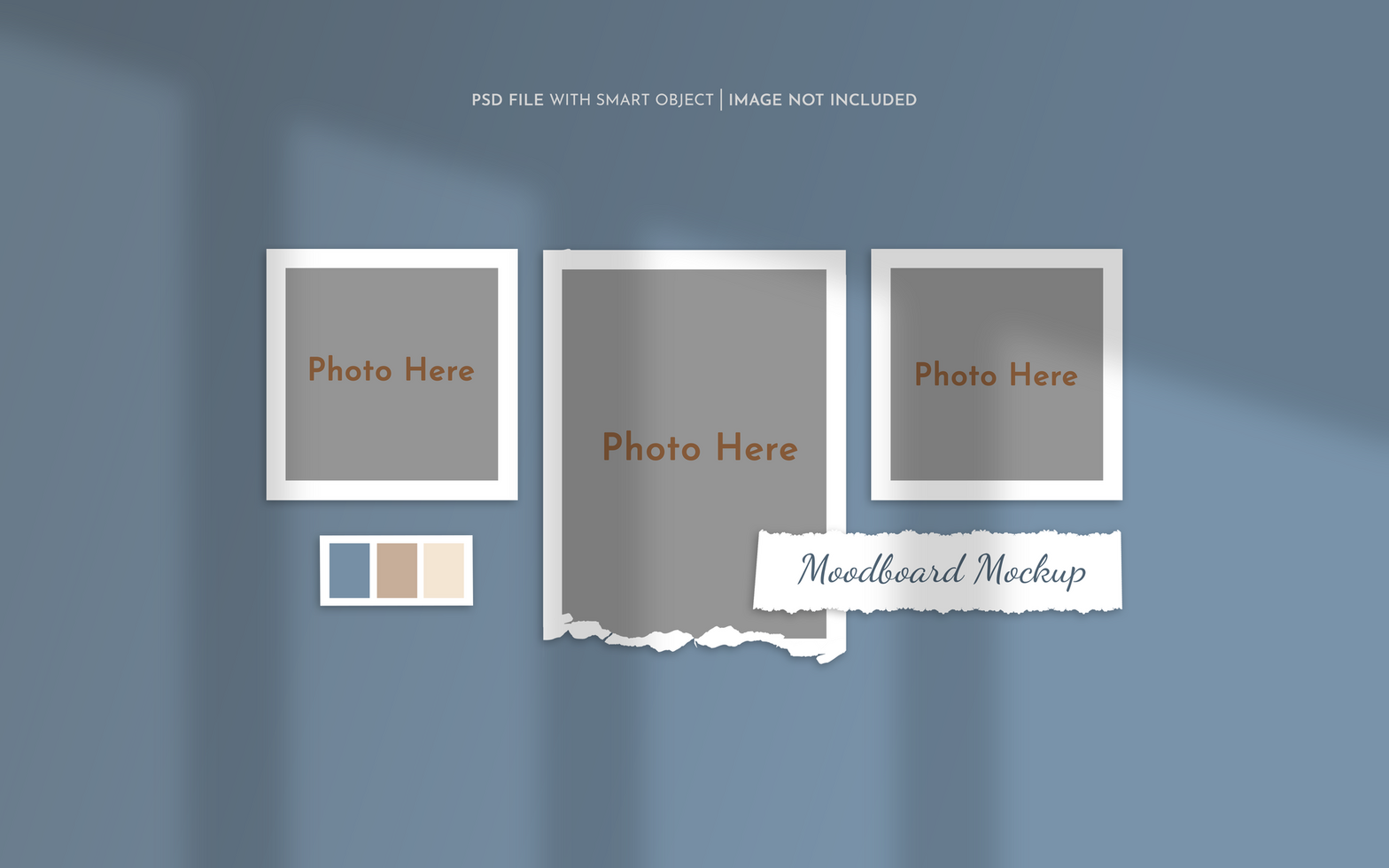 Realistic and minimalist moodboard polaroid photo paper frame mockup psd