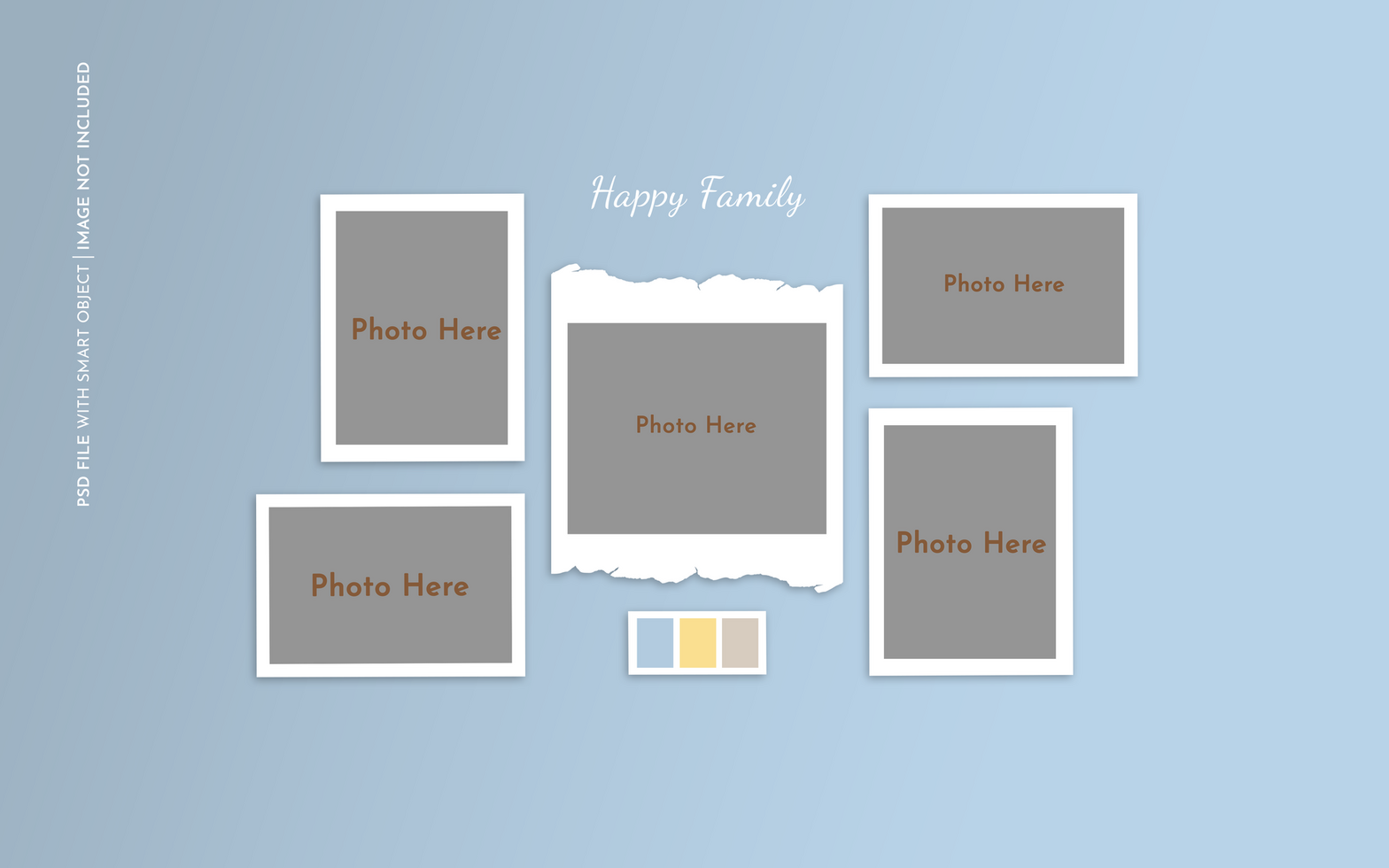Moodboard photo paper frame mockup psd